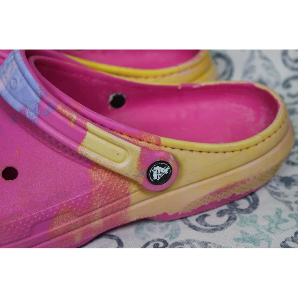 Crocs Classic‎ Clog Tie Dye Pink Yellow Blue Adult M12 Slip On